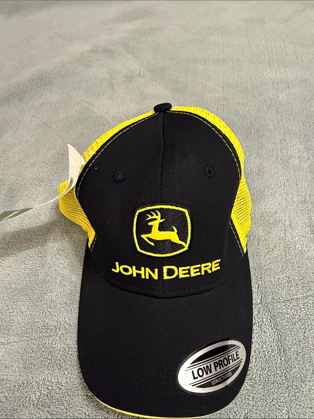John Deere Black and Yellow Mesh Logo Cap